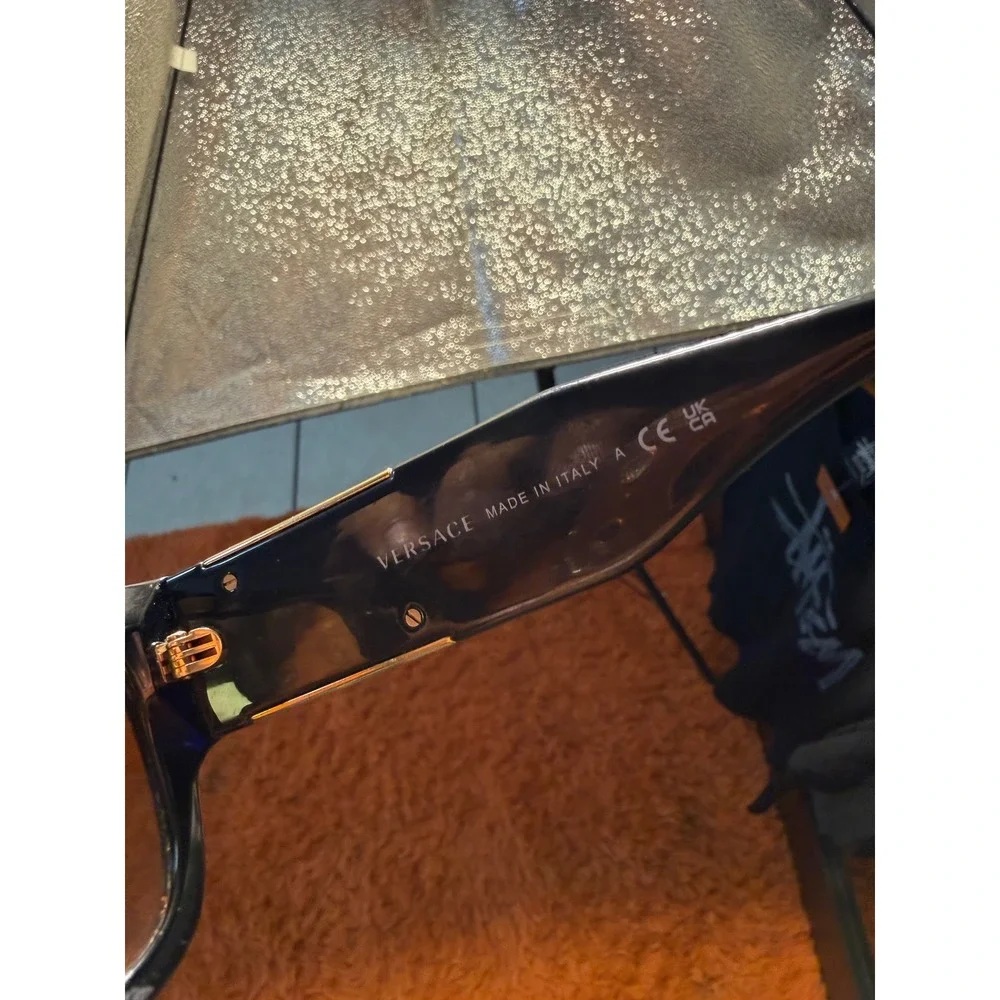 Versace MOD 4406 Black Gold Medusa Orange Lens Sunglasses Narrow Fit With Case